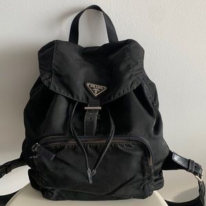 Vintage Prada Nylon Classic Medium Backpack in Black